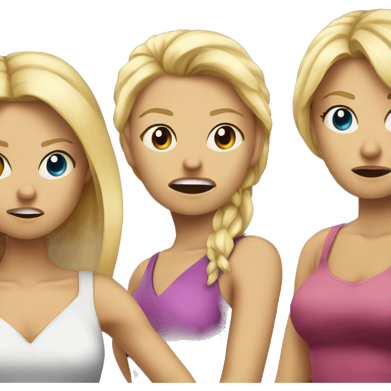 Two blonde Caucasian girls angry at their friend because he didn’t come to the bar emoji