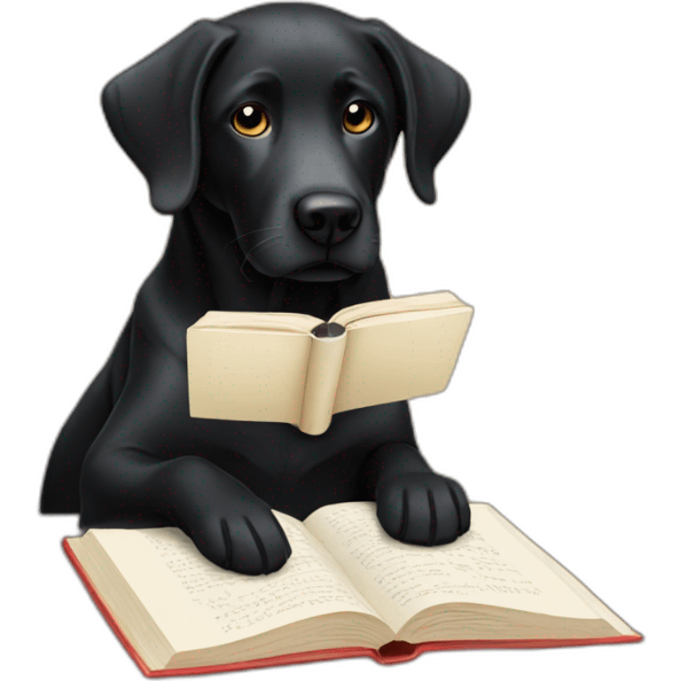 Black lab reading a book emoji