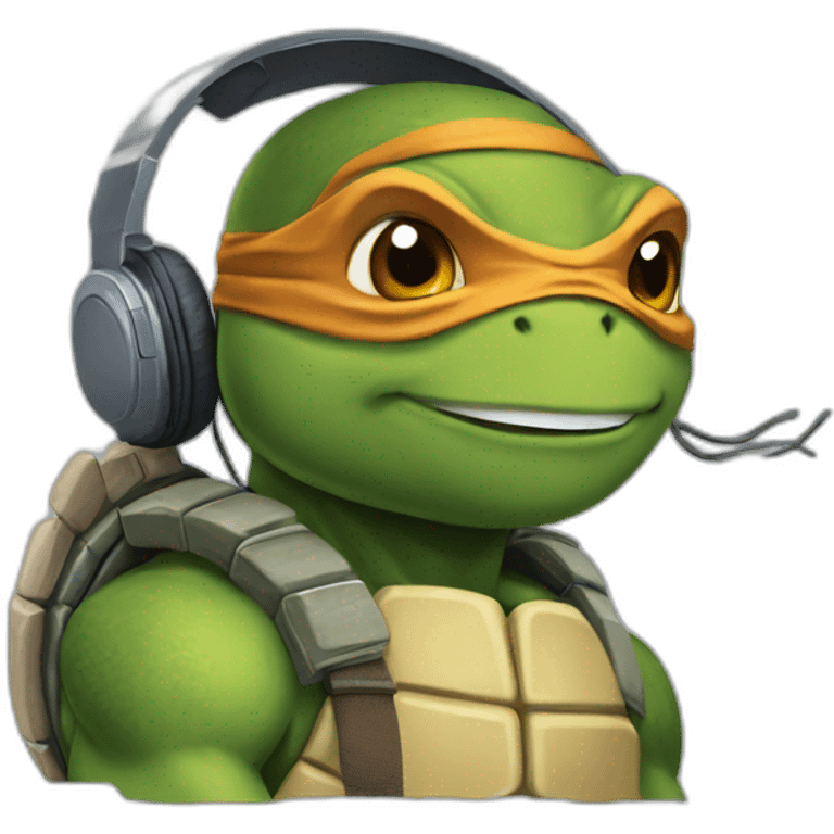 Ninja turtle with headphones emoji