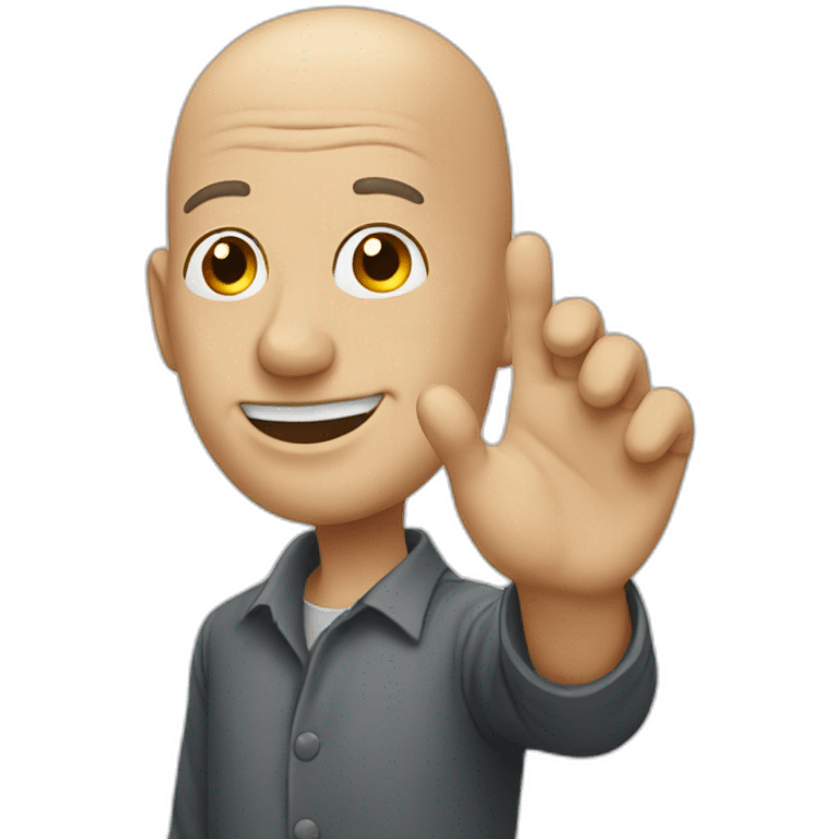 a bald man with a long nose waving his hand emoji