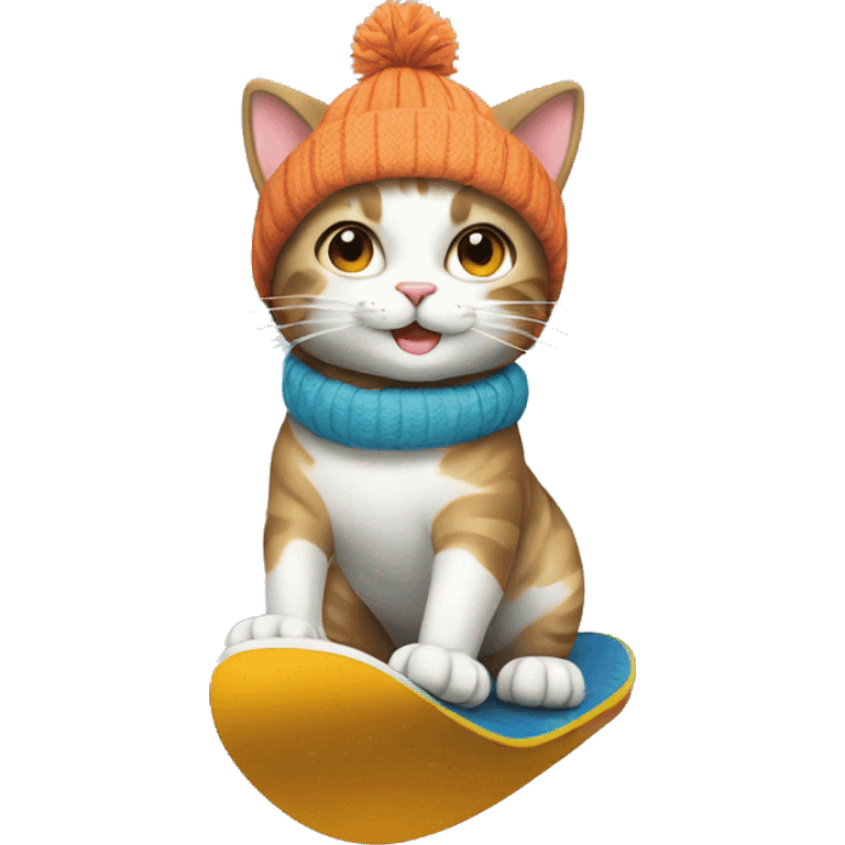 cat snowboarding birthday emoji