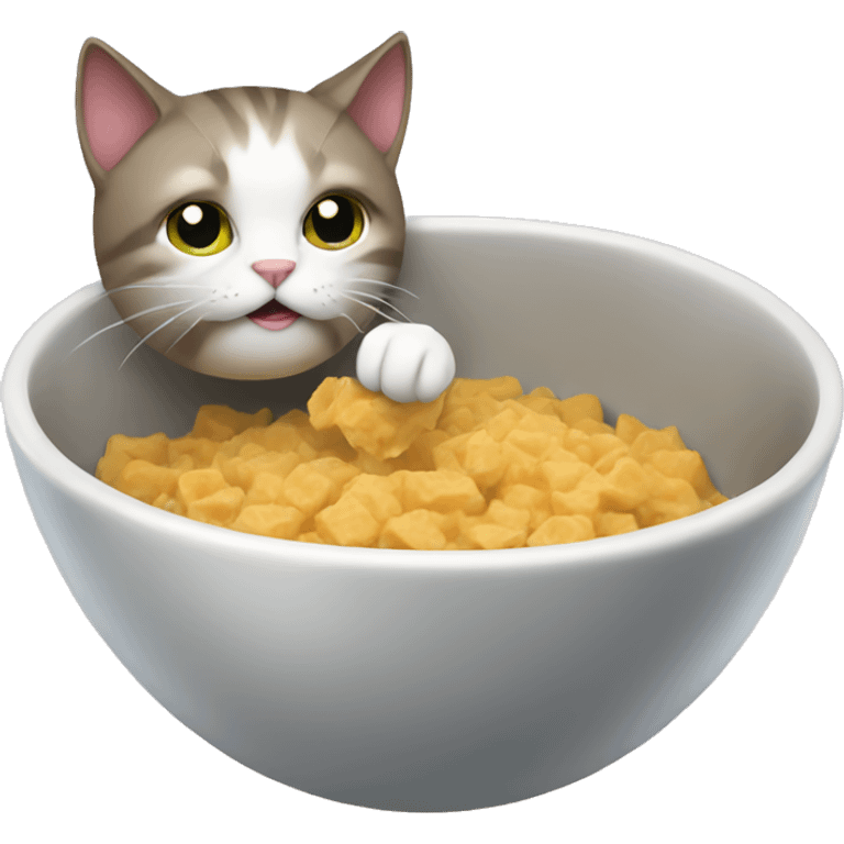 Cat eating from bowl emoji