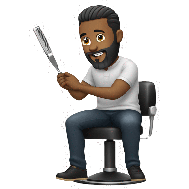 Barber cutting hair with beard  emoji