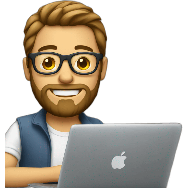 Guy with glasses and small beard working on a macbook emoji