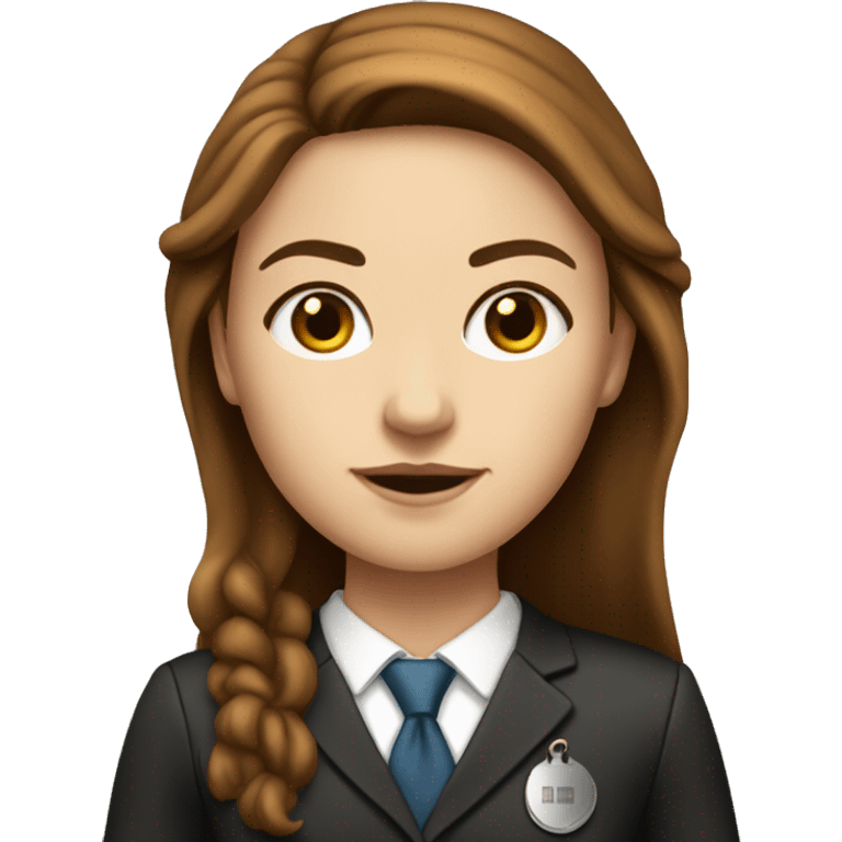 white-girl-with-long-brown-hair-lawyer and notepad emoji