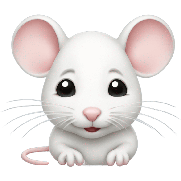 Cute little white mouse with kissy face emoji