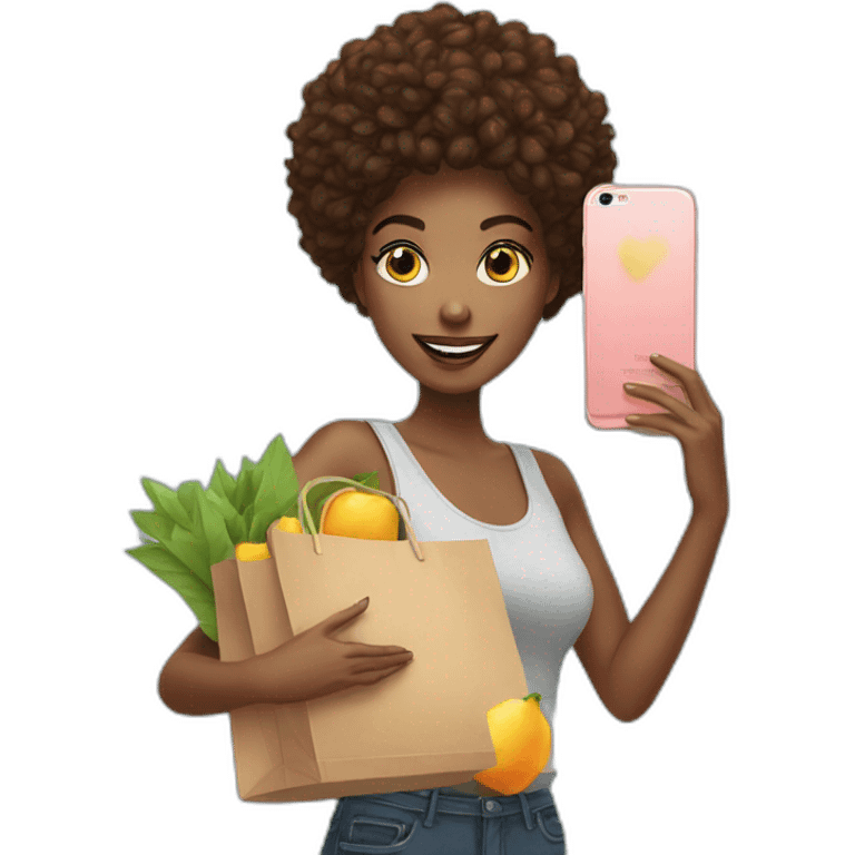 influencer taking selfie with a shopping bag emoji