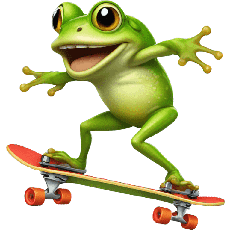 Sick ass frog doing a kickflip emoji