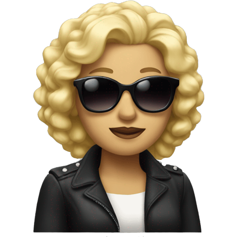 A queen with blonde hair and sunglasses emoji