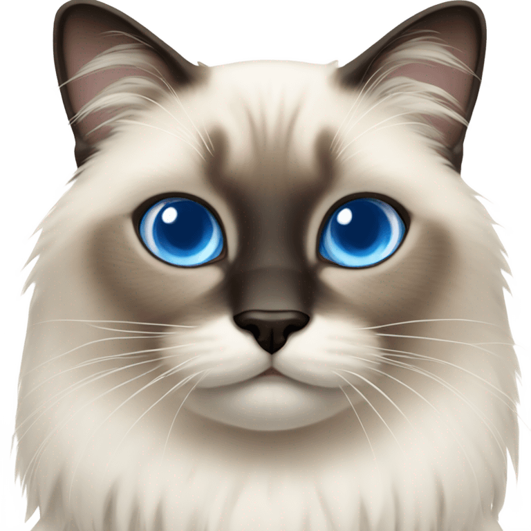 really fluffy Siamese cat blue eyes white paws emoji