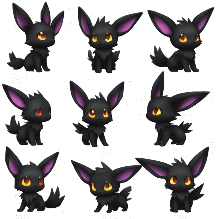 Dark Black Edgy Kawaii Eeveelution-Cute-Pokémon-fusion full body emoji