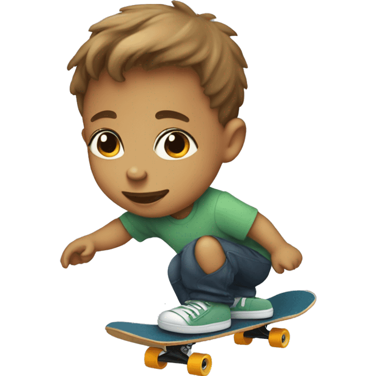 Baby boy on a skateboard emoji