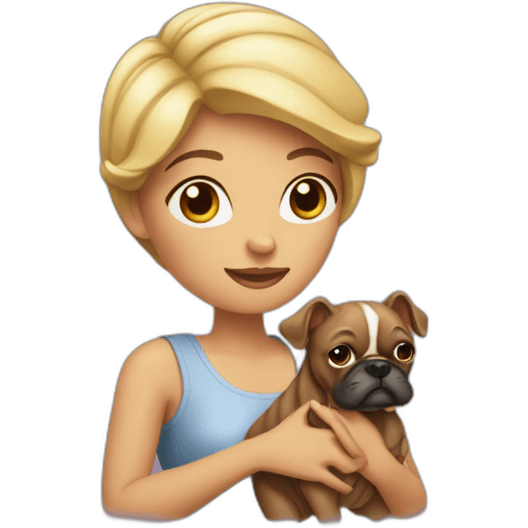 A woman holding a bouledogue  emoji