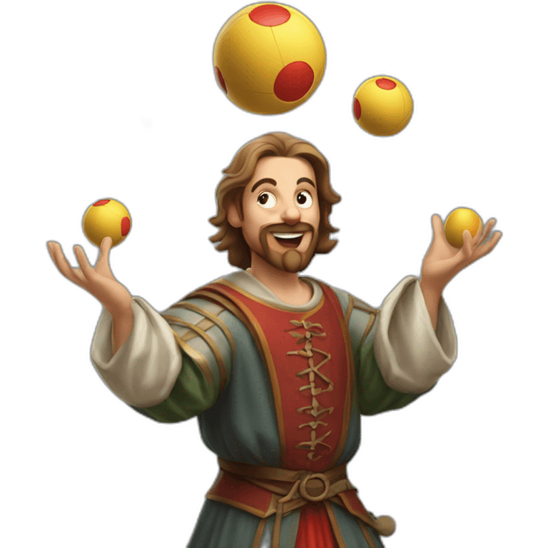 medieval juggler juggling 4 balls over them emoji