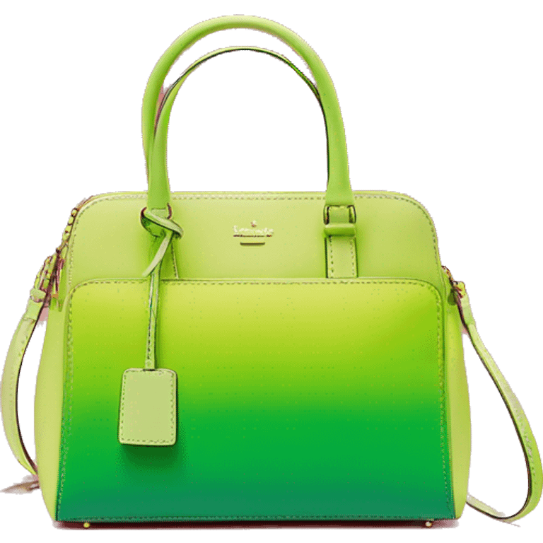 Realistic hot pink to lime green ombre Kate Spade satchel purse without strap. emoji