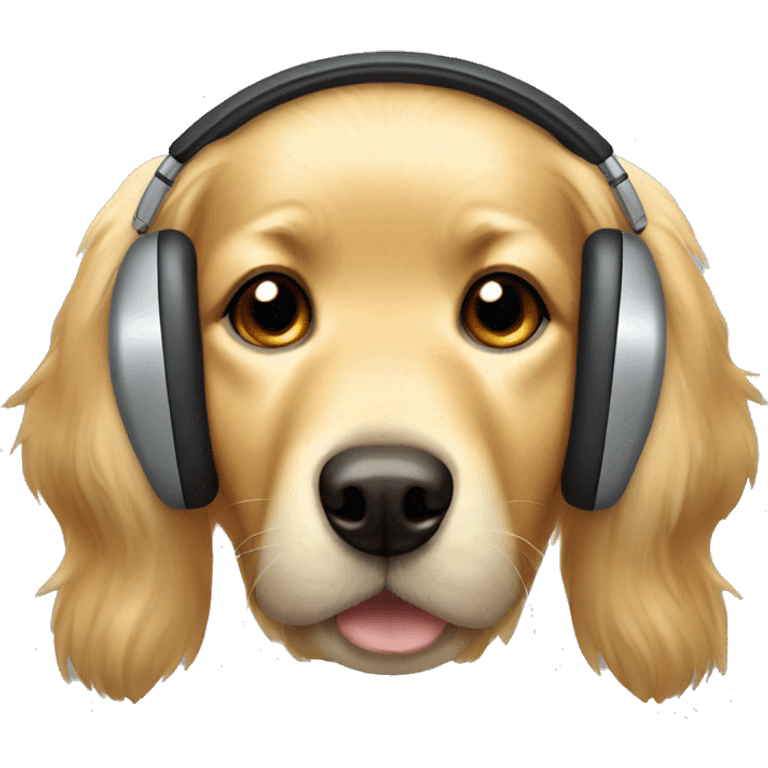 Golden Retriever wearing earmuffs emoji