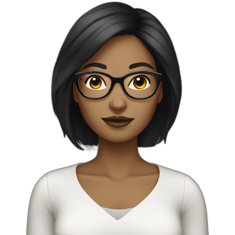 black hair white skin woman designer with glasses emoji