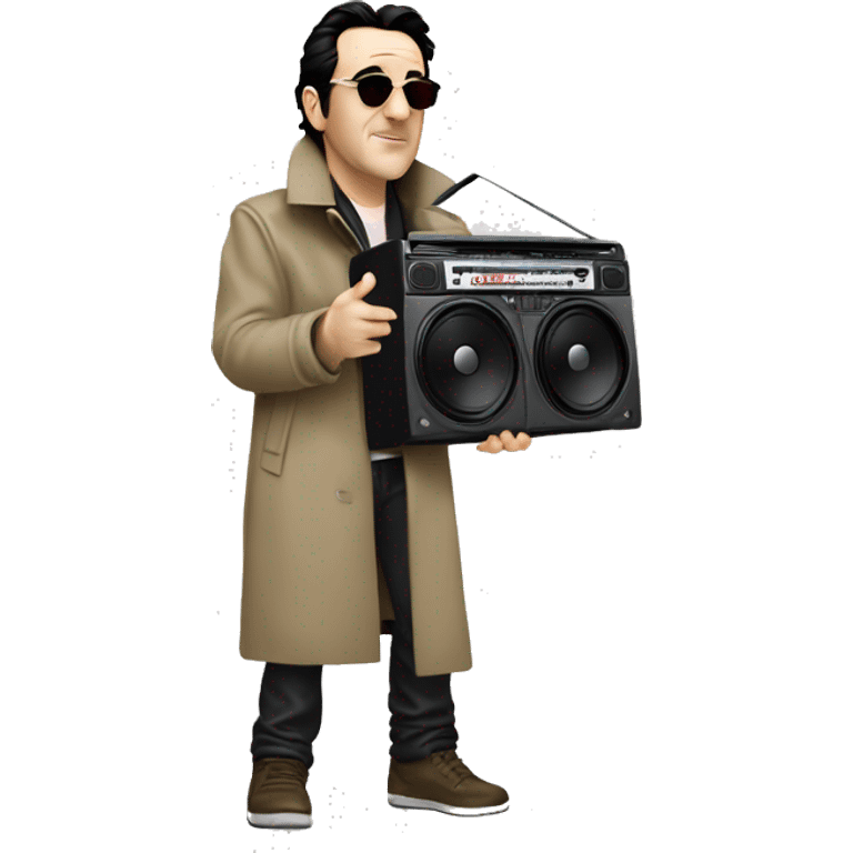 john-cusack-holding-one boombox-high above his head wearing trench coat  emoji