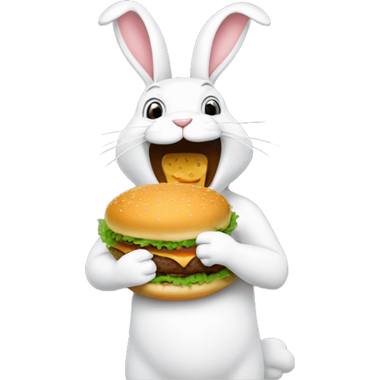 rabbit eating hamburger emoji