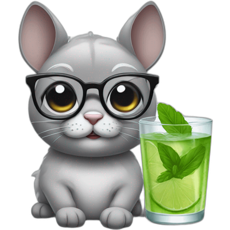 sick chincilla with glasses and mojito emoji