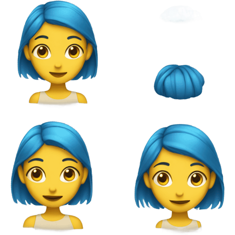 Girl with blue hair with yellow skin. emoji