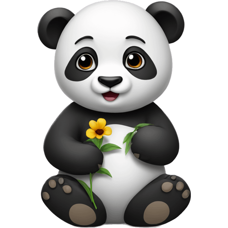 Panda holding a flower  emoji