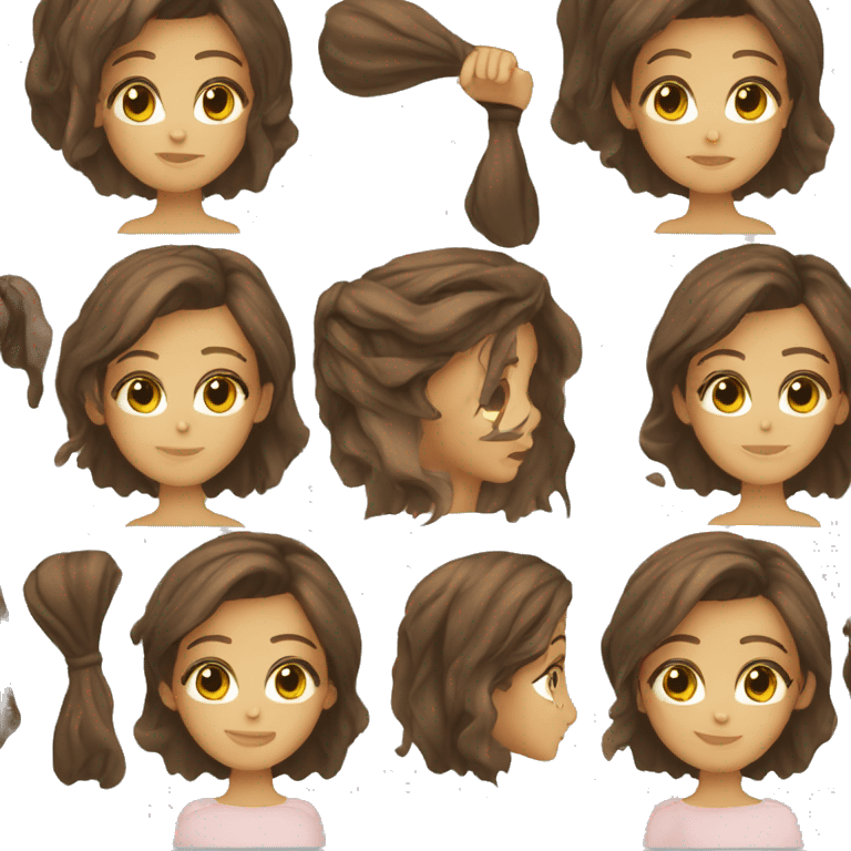 Brown hair brown eyes women washing hair emoji