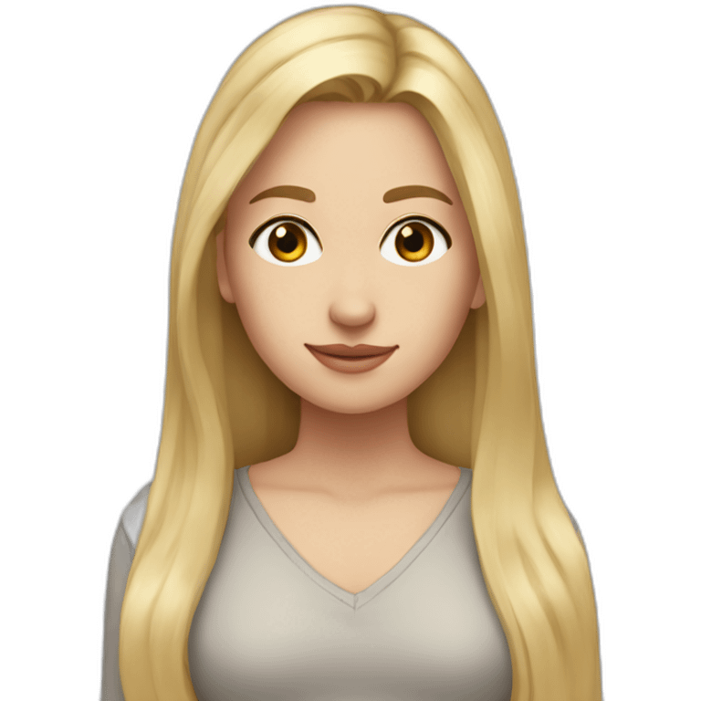 caucasian girl, long straight blonde hair, v-neck laced top emoji