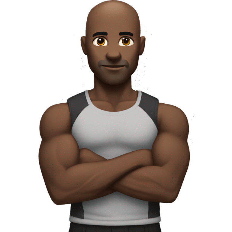 Muscular black bald man  emoji