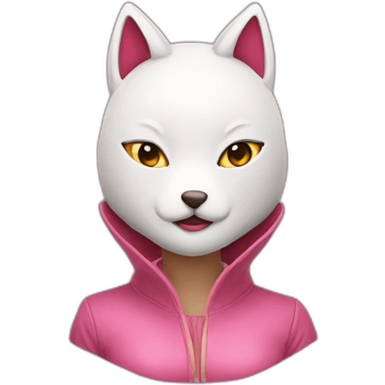 pink women wearing full kitsune mask emoji