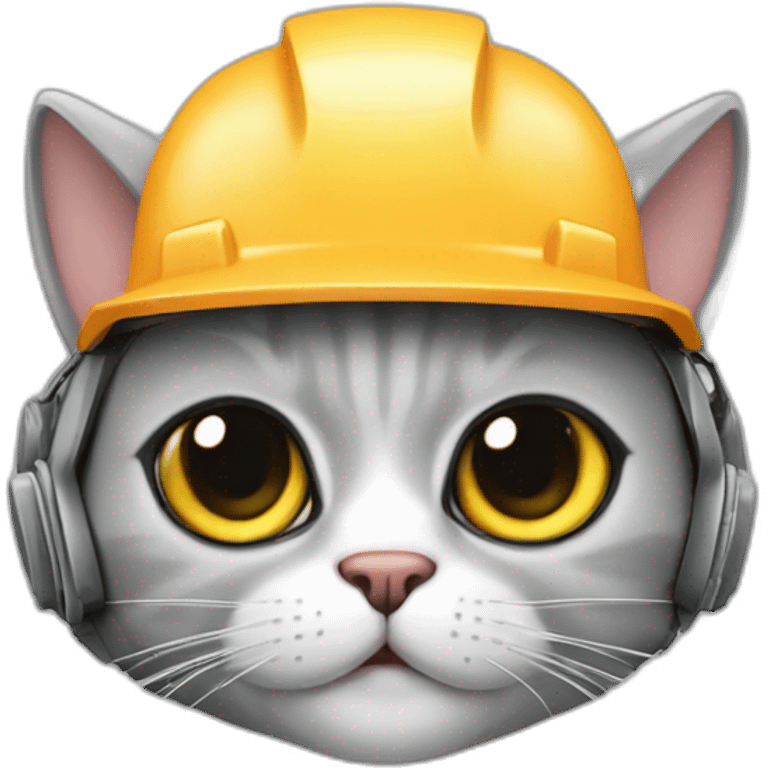 Gato gris con casco de construccion  emoji