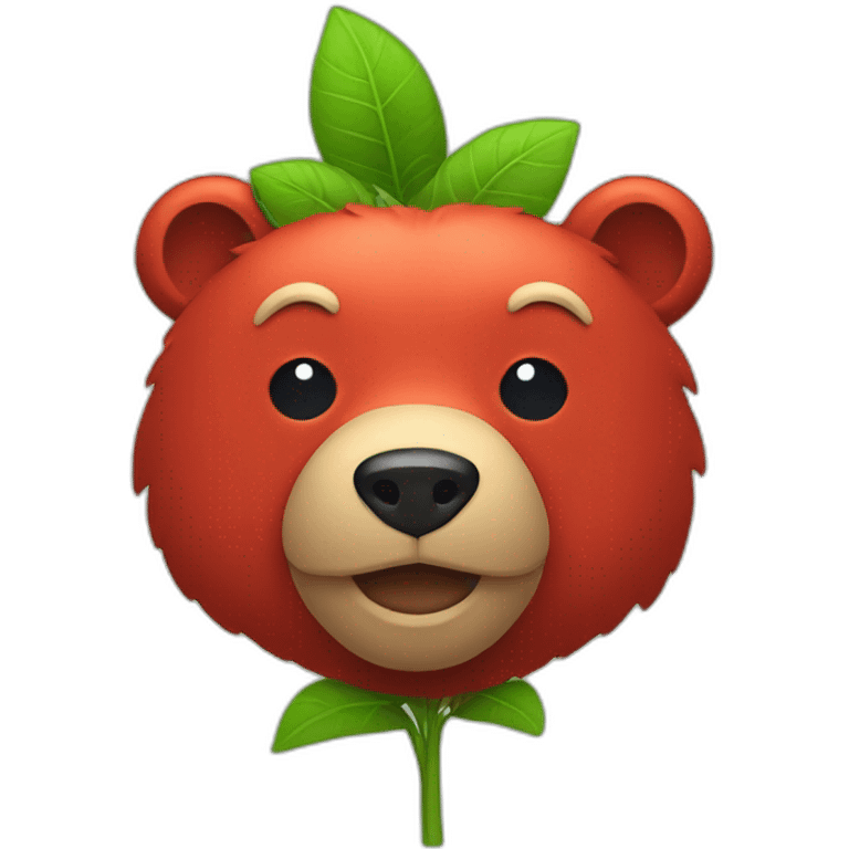 red bear head with plant hat emoji