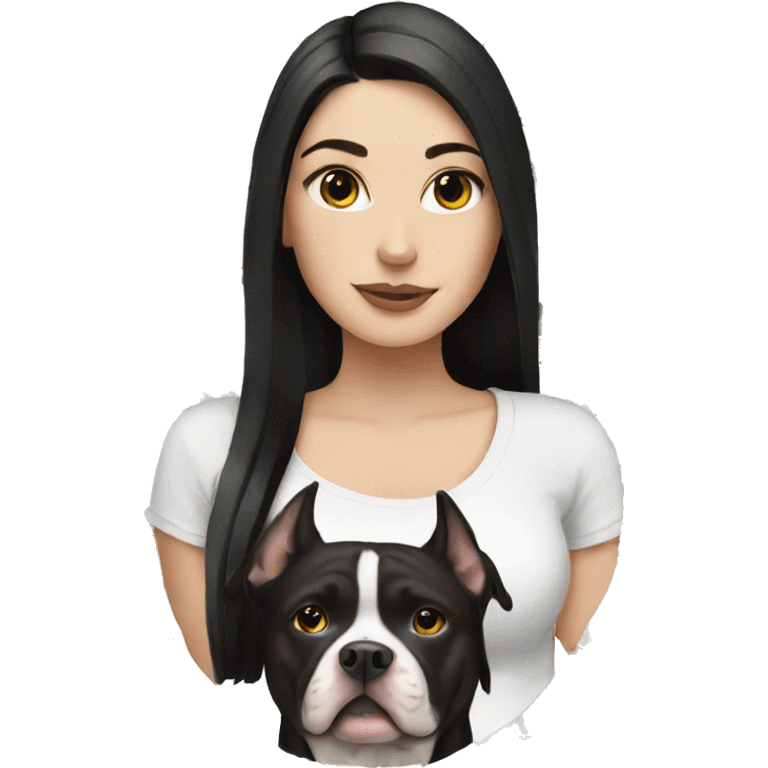 White Girl with black hair with a pitbull emoji