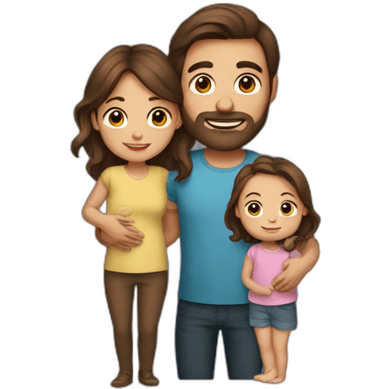 Brown hair father, long Brown hair mother with a baby emoji