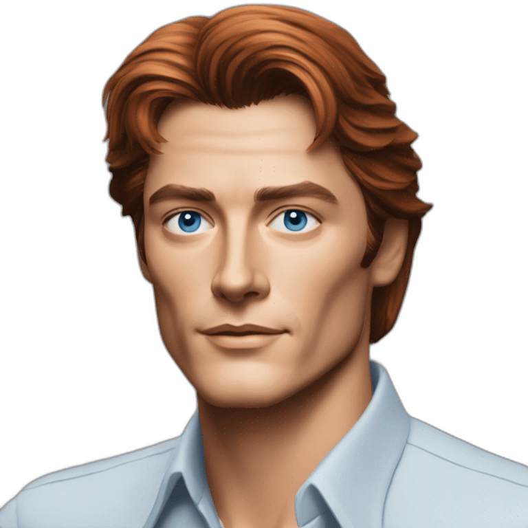 Alain delon young blue eyes neat combed red hair software engineer emoji