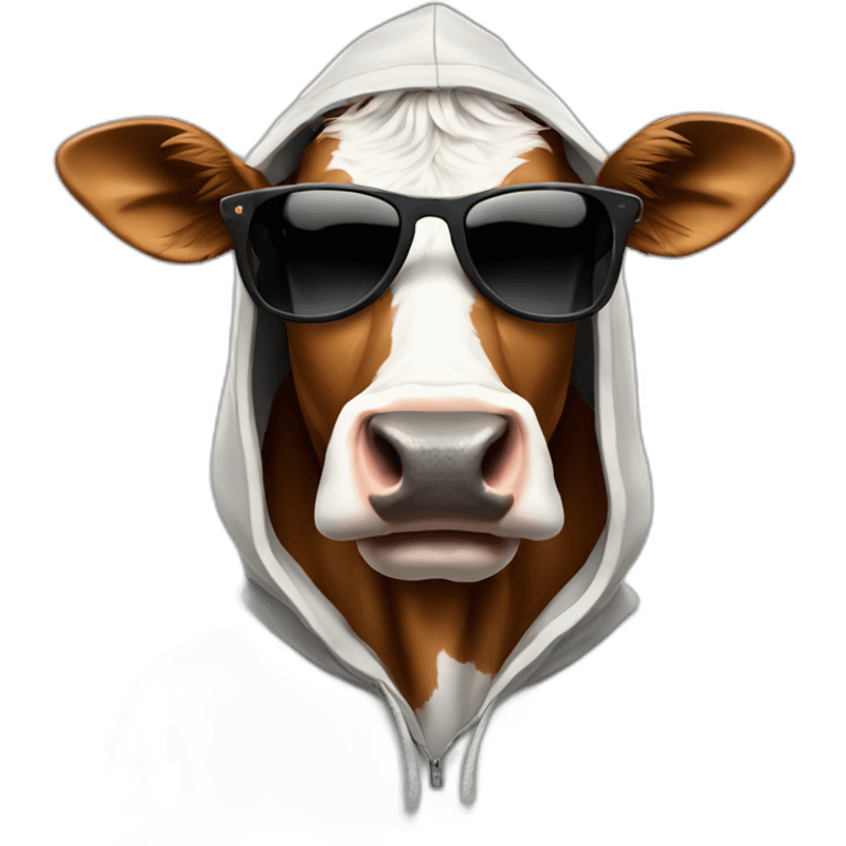 Cow wearing hoodie with sunglasses  emoji