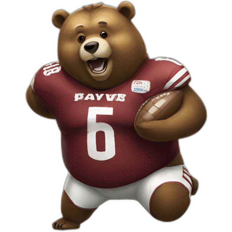 A fat bear playing with football emoji