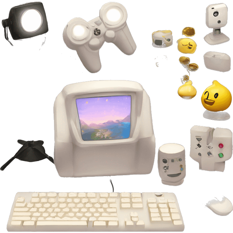 Aesthetic light gaming set up emoji