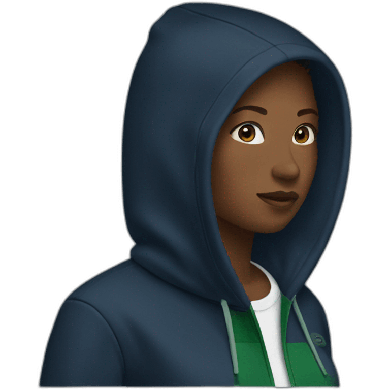 Black ladie using lacoste hoodie emoji