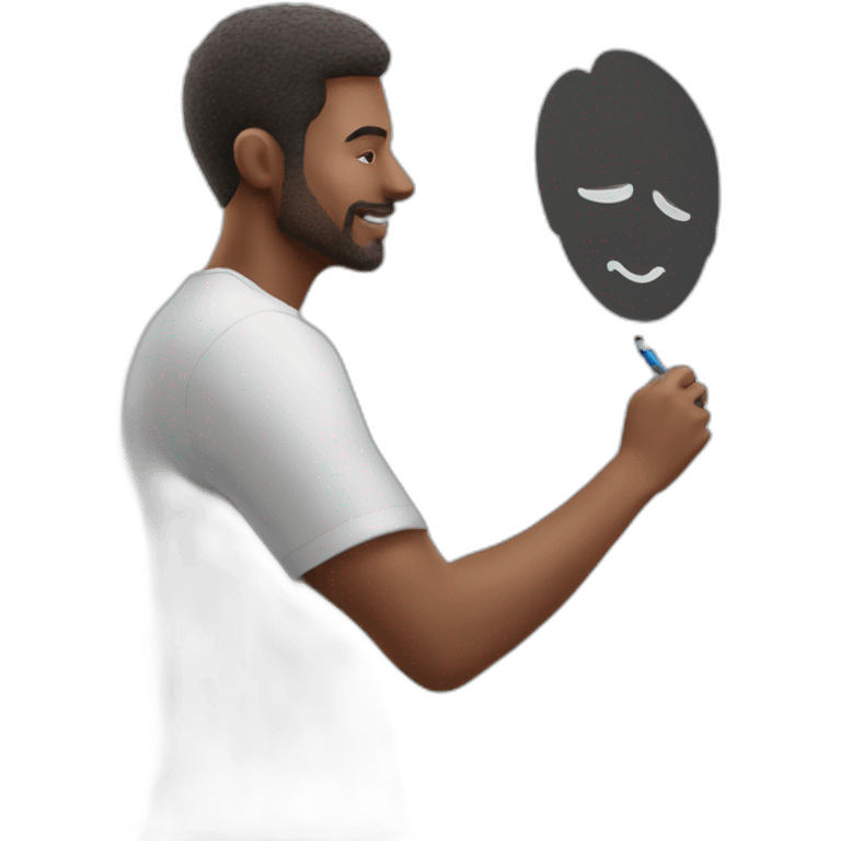 Man writing on a marker board emoji