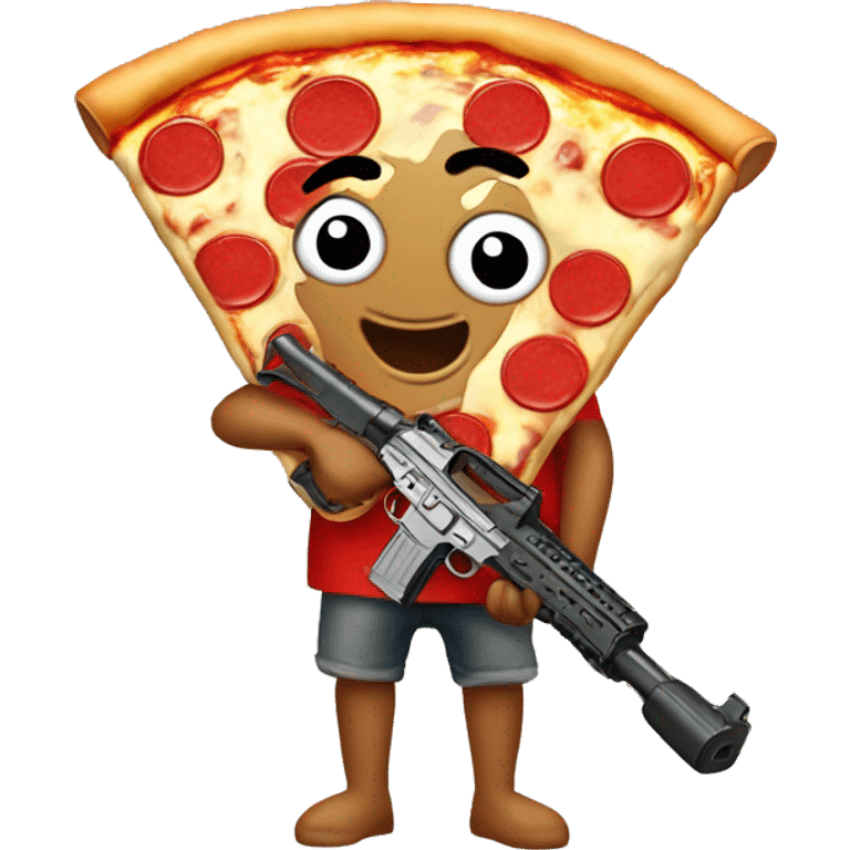 A pizza holding a toy gun emoji