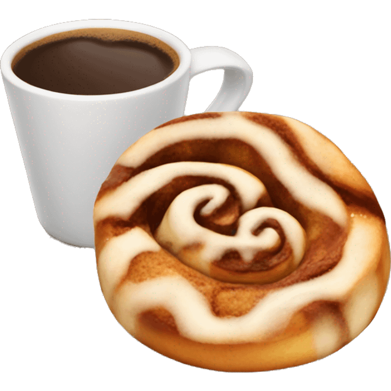 Cinnamon Roll with coffee emoji