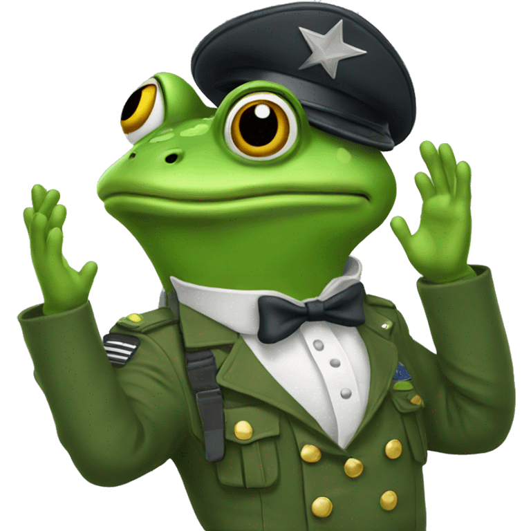 Saluting armed frog emoji