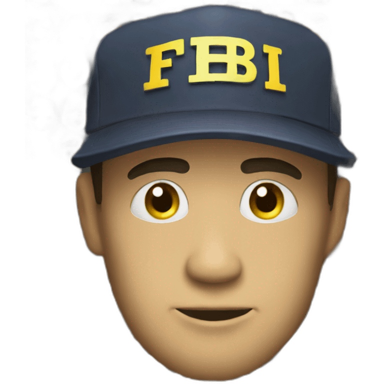 man with yellow "FBI" letters on his cap emoji