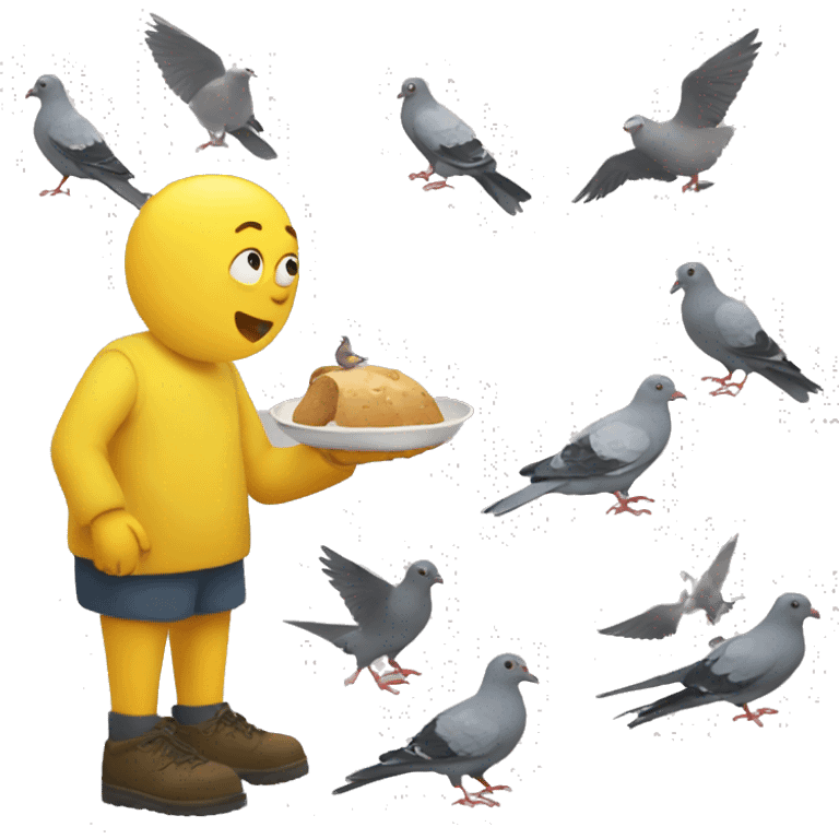 Yellow person feeding pigeons emoji