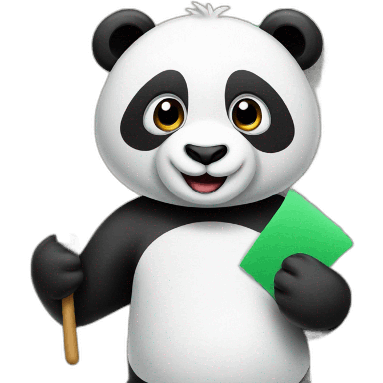 a panda holding a score board emoji