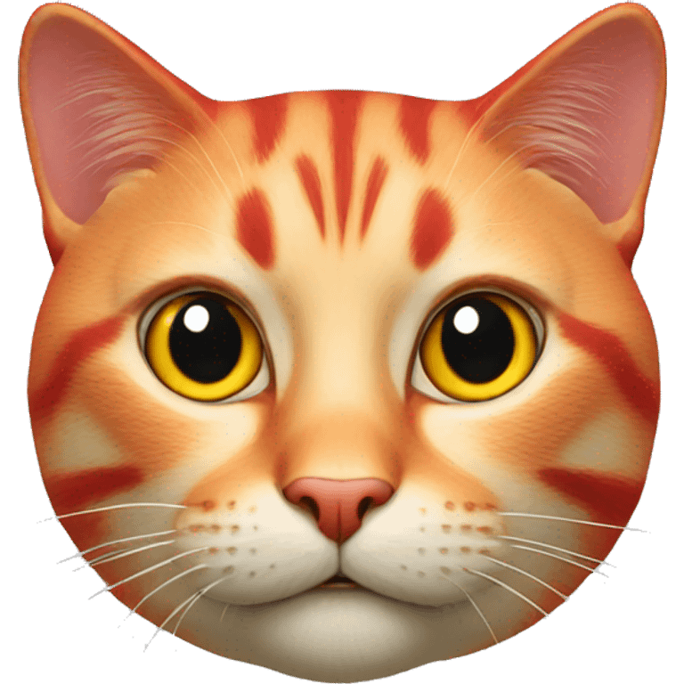 Cat Face red realistic, bright red 3D emoji