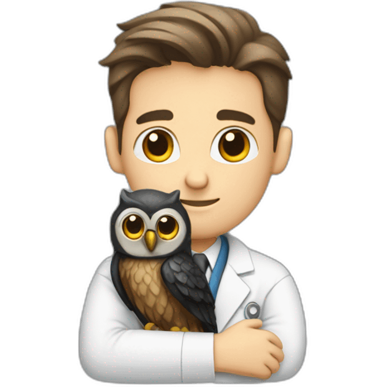 White-Boy-black-beard-scientist-hugging-owl emoji