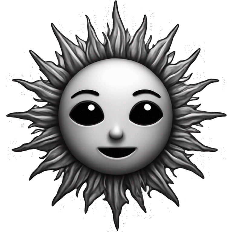 gothic sun, no background, black color, tattoo style emoji