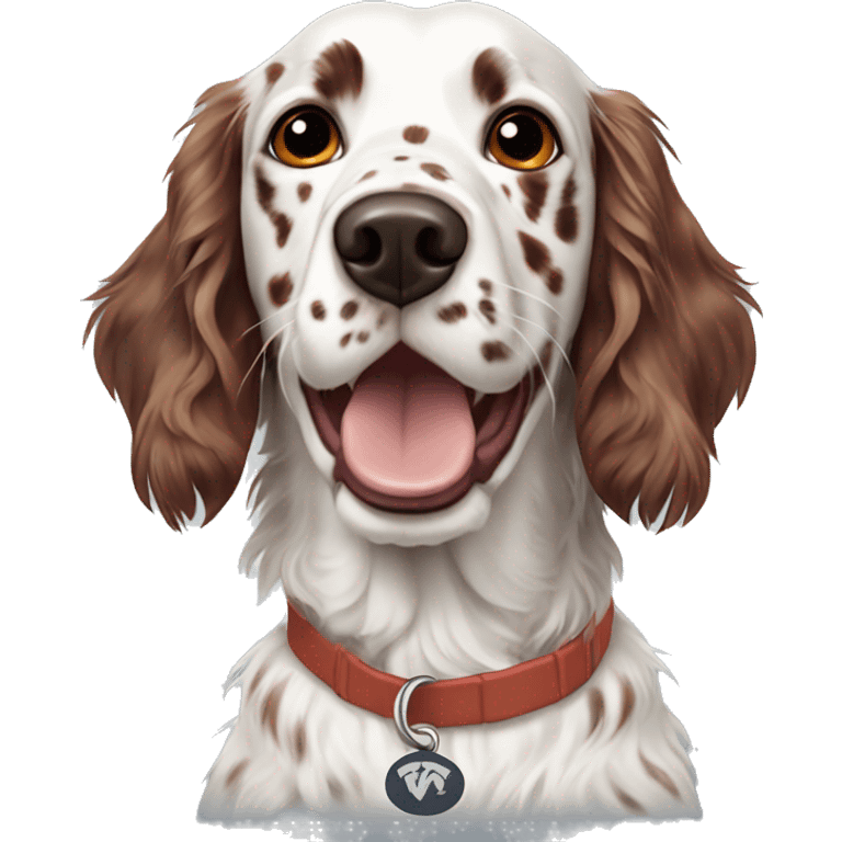 english setter wearing virginia tech colors emoji